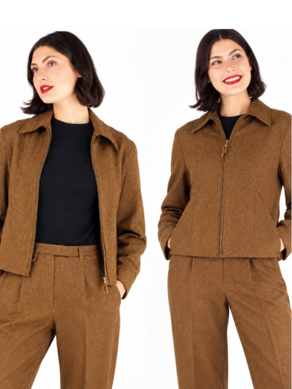 Ralph Lauren Lambswool Brown Zip Jacket Blazer Size large